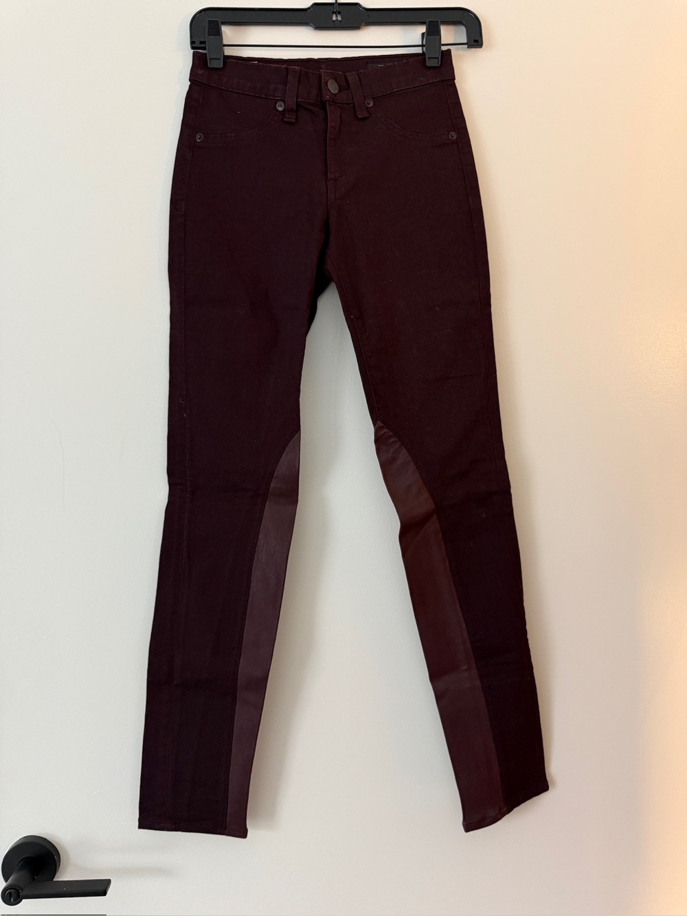 Rag & Bone burgundy & leather straight leg pants - size 24 NEW!